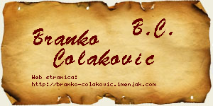 Branko Čolaković vizit kartica
